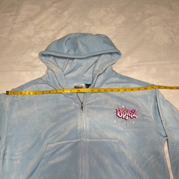 Forever 21 Women’s Velour Zip-Up Hoodie Light Blue Size S Soft Plush Y2K Style - Picture 7 of 10